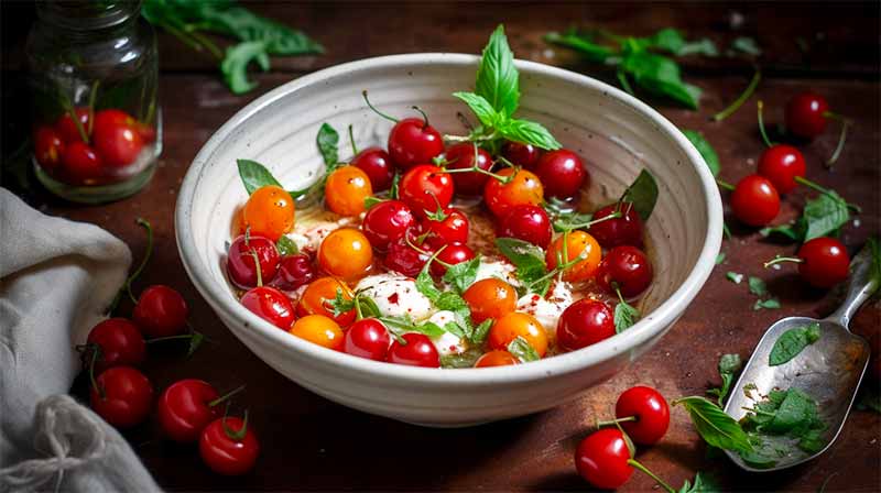 degustation de délicieuses tomates cerises