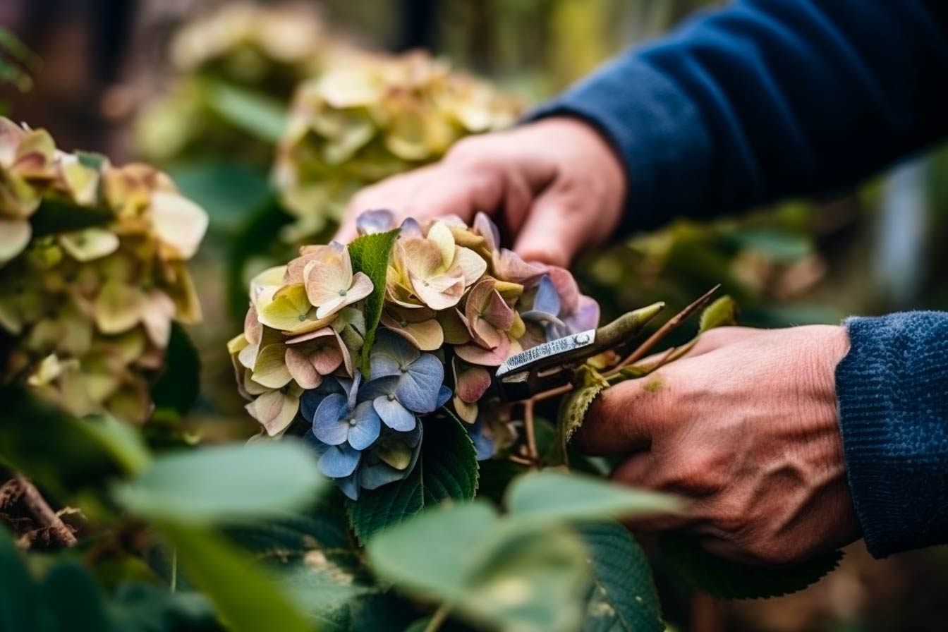 hortensia en pot : retrait des fleurs sèches
